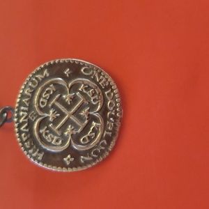 Fine silver pendant Handcrafted doubloon.